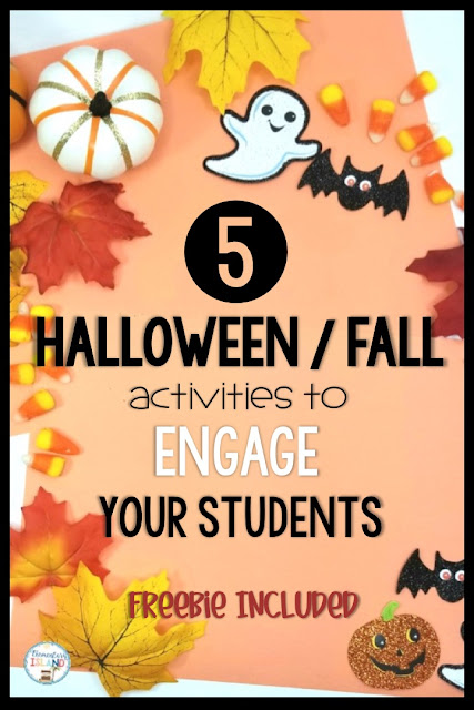 These halloween / fall school activities will have your students engaged and having fun all season!  I have you covered for teaching just about every content area!  Candy corn, a free printable, and a few ideas are all you need to get through this season!  #elementaryisland #halloween #free
