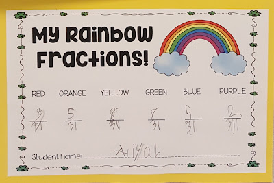 Rainbow Fractions a Fraction Writing Activity for St Patricks Day