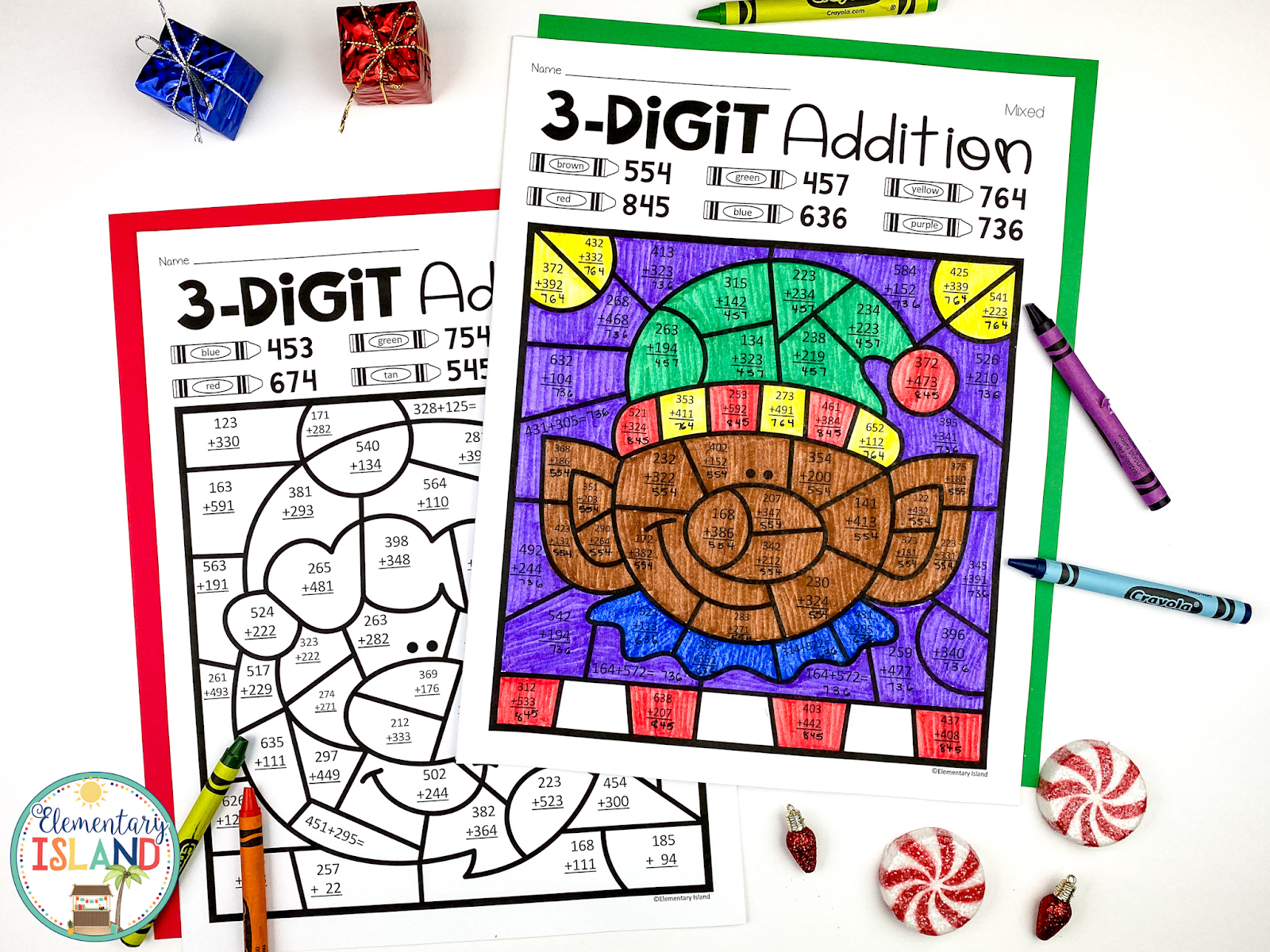 Students will LOVE practicing their three digit addition facts with these color by code worksheets.  Simple and effective practice. This resource is also differentiated.