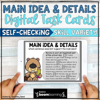 Boom Card Digital Task Cards for teaching main idea and supporting details