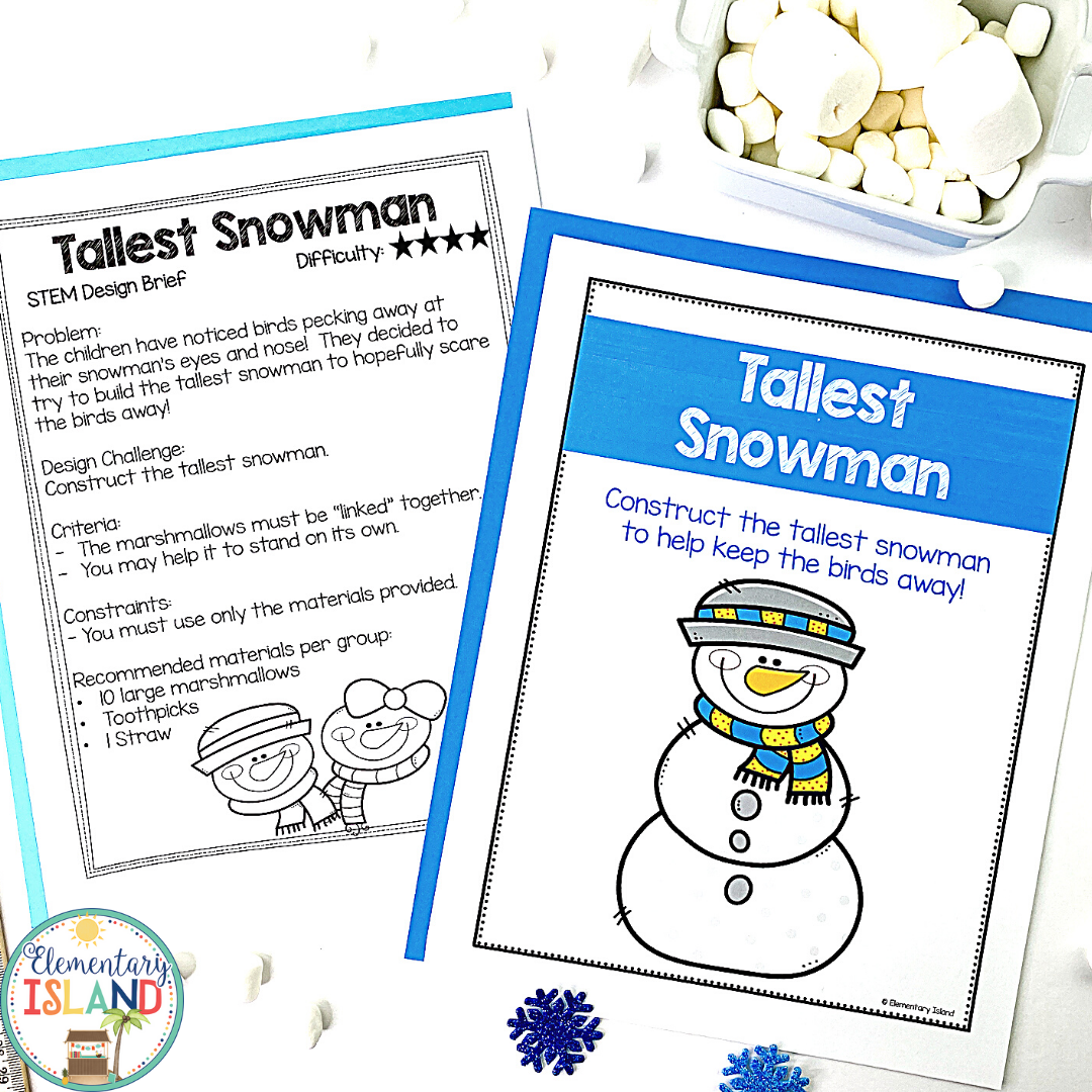 Using a set number of supplies and materials, students will work collaboratively to build the tallest snowman.