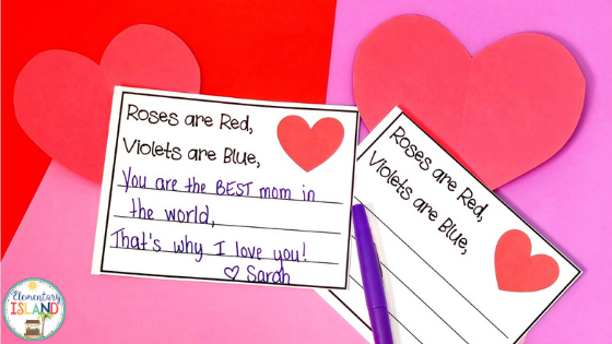 Some Easy Valentine's day activities could include writing poetry on your classroom or school windows with window paint or chalk markers.