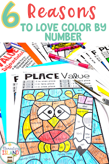 Engaging students in math skills practice can be difficult.  Find out the 6 reasons why I love using Color by Number worksheets in my elementary classroom.  You can also grab a free set of Color by Code activities to help your students with 3 digit addition.