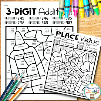Your students will love working on place value concepts with these color by number worksheets.