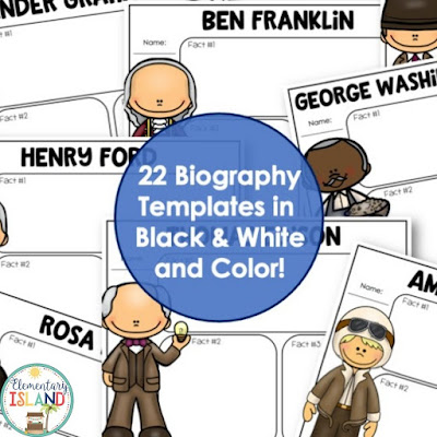 Free Biography Note Taking Templates for Elementary Students