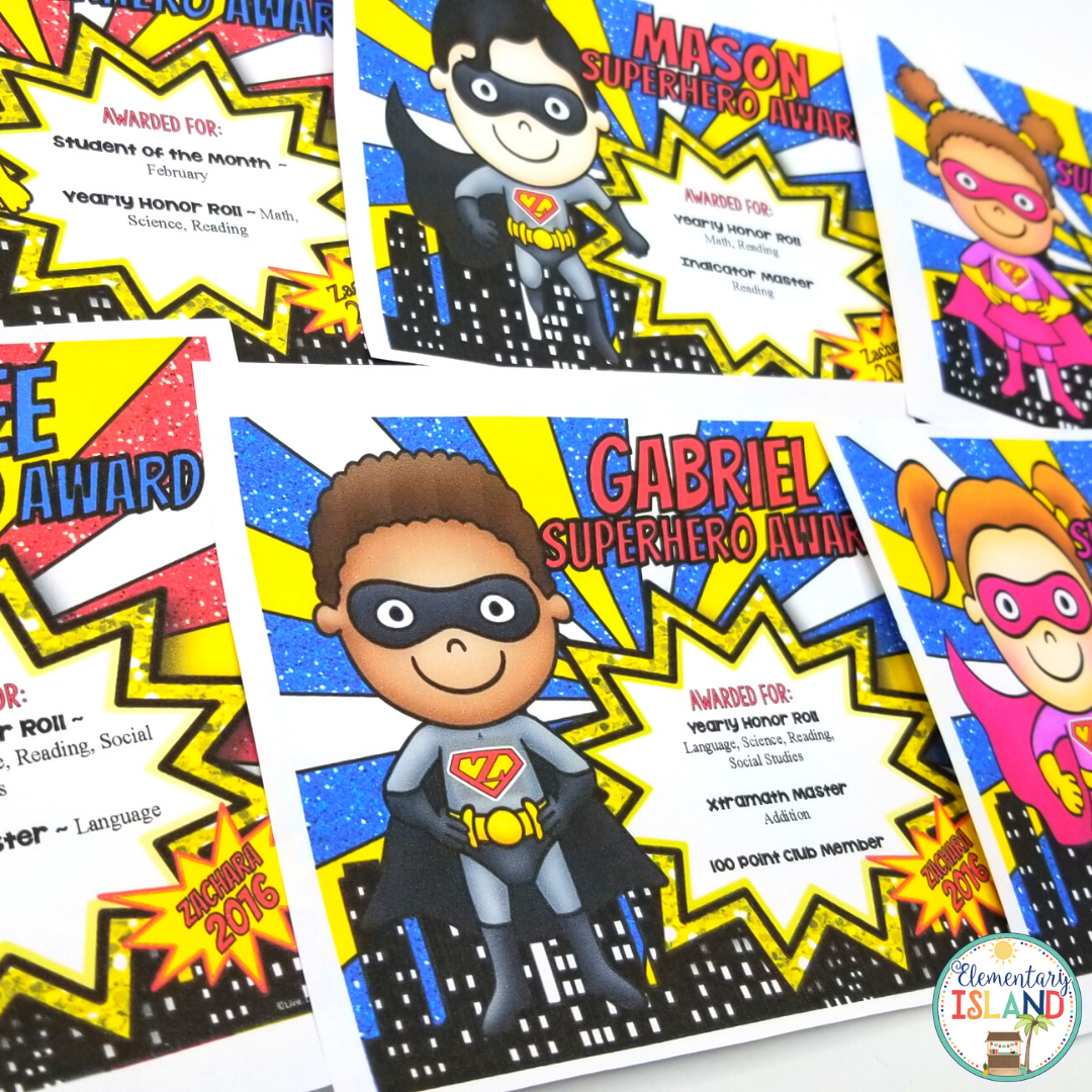 Use these editable superhero themed end of the year awards for your awesome students this year.