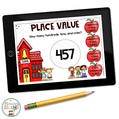 Digital place value activities, like these Boom Cards, engage students and provide self-checking practice