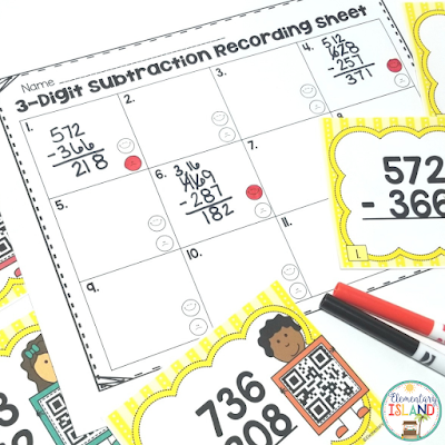Laminated Task Cards with markers and Recording Sheet