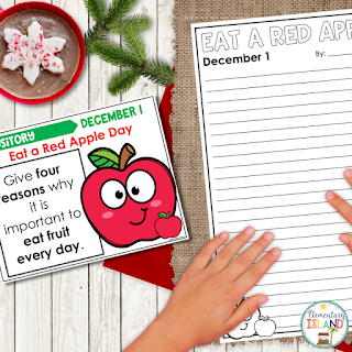 Use the days of the month as inspiration for writing prompts. National Eat a Red Apple Day is the perfect opportunity to spark your student's imaginations as they start creative writing.