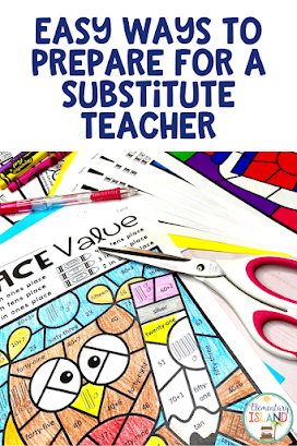 Use these helpful tips and tricks to easily prepare for your substitute teacher. From coloring sheets, to activity sheets, to leaving a super organized binder, you can prepare for an emergency situation requiring a substitute on short notice. Once you have your substitute teacher binder prepped and ready to go, all you have to do is periodically update student info. That's it! How easy is that? Use these helpful tips and tricks to get organized and prepared for a substitute teacher this year. #subfolder #substituteteacher #subplans #substituteteacherplans #emergencysubplans