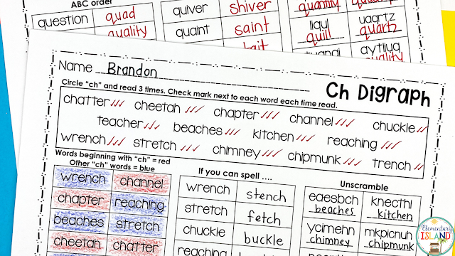 Challenge phonics worksheets like these are great because they give students lots of different opportunities to practice the targeted digraph you are working on.