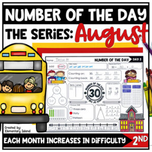 Number of the Day Worksheets for August Math Bellringers or Bellwork