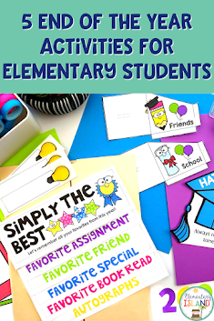 Looking for fun and meaningful end of the year activities for your elementary students? These 5 end of the year activities will help students celebrate all of their achievements throughout the school year, and even get in some extra fun skills practice at the same time. Celebrate your kiddos with these exciting activities perfect for those last few weeks before summer break. #elementaryisland #endoftheyearactivitiesforelementarystudents #endoftheyearactivities #elementarymemorybooks #summeractivities