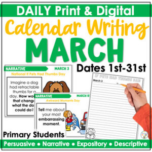March Daily Writing Prompts for Primary Students March Daily Prompts