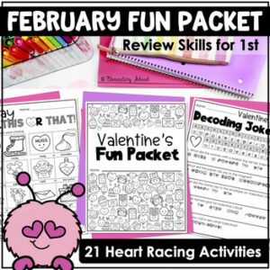 Valentines Day Fun Packet 1st Gr February Activity Packet Valentine Fun Packet