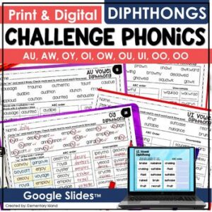 Vowel Diphthongs Multisyllabic Words Phonics Worksheets Multisyllable Dipthongs