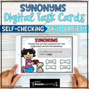 Synonyms Digital Task Cards | Synonyms Boom Cards Digital Resources 1st & 2nd