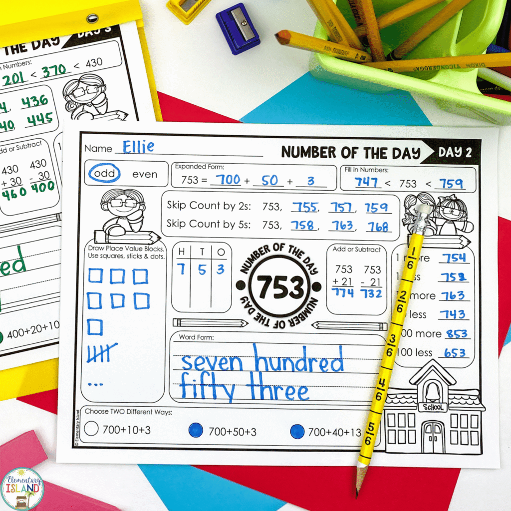 Grab the free 2 and 3-digit Number of the Day practice mats.