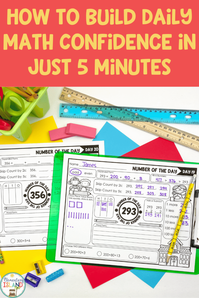 Building math confidence doesn’t have to take your entire math block. Learn how to build daily math confidence in just 5 minutes using a simple Number of the Day routine for 2nd and 3rd grade. This quick, low-stress routine strengthens number sense, math fact fluency, and mental math while reducing math anxiety. Perfect for morning work or math warm-ups.